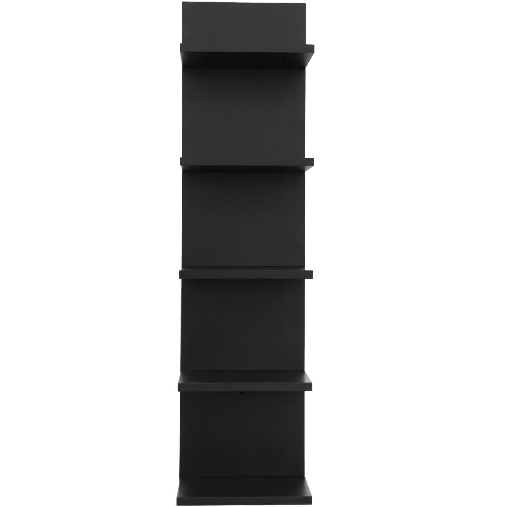 NIUBEST Wooden 5 Tier Wall Shelf,Vertical Column Floating Storage Home Decor Organizer,Floating Shelf Wall Decor Shelves for Bedroom, Living Room,Vanity(Black)