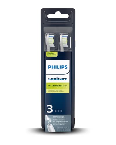 Philips Sonicare W DiamondClean - Genuine Replacement Electric Toothbrush Heads, White, 4 Pack One Year Supply, HX6064/65