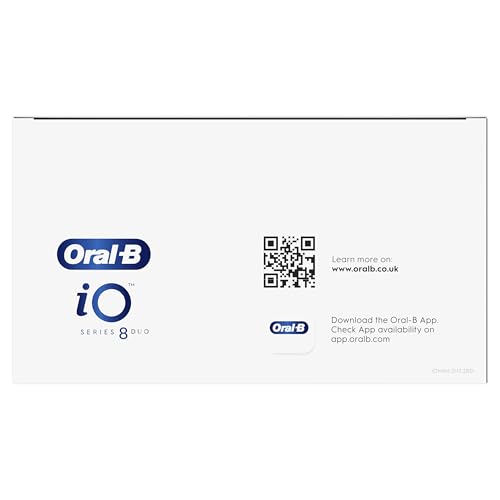 Oral-B iO8 2x Electric Toothbrushes For Adults, Gifts For Women / Men, App Connected Handles, 2 Toothbrush Heads & Travel Toothbrush Set, 6 Modes, 2 Pin UK Plug, Black & White, Oral B IO Toothbrush