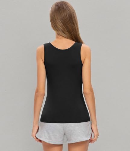 Rosyline 4 Piece Women Tank Tops Basic Sleeveless Undershirt Layering Tanks Black/White/Grey/Coffee S