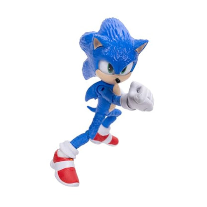 Sonic The Hedgehog Sonic 3 Movie Sonic Collector Toy Figure by Jakks Pacific, Stands 5” / 13 cm Tall, Highly Articulated for Boys/Girls, Officially Licensed 3 Movie, Suggested for Ages 3+
