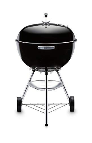 Weber Bar-B-Kettle Charcoal Barbecue/Porcelain-Enamelled Lid & Bowl, 57 cm Cooking Surface, Ash Collection Tray, Tripod Stand and Wheels, Black/Silver