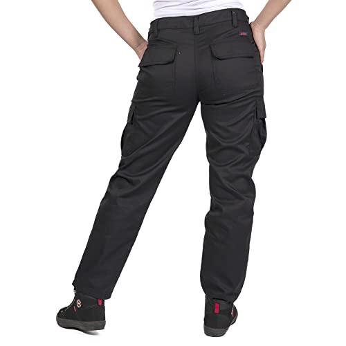 Lee Cooper Workwear LCLPNT241 Ladies Heavy Duty Easy Care Multi Pocket Work Safety Classic Cargo Pants Trousers, Black, 16 UK / 30" Leg (regular)