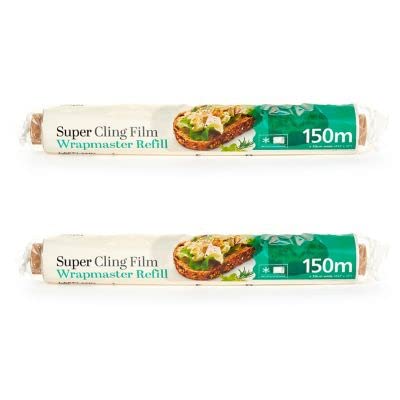 LAKELAND 2 Pack Super Cling Film Wrapmaster Dispenser Refill Rolls 30cm x 150m Each