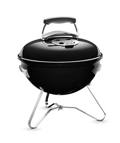 Weber Smokey Joe Charcoal Barbecue/Portable Design, Porcelain-Enamelled Lid & Bowl, 37 cm Cooking Surface, Black