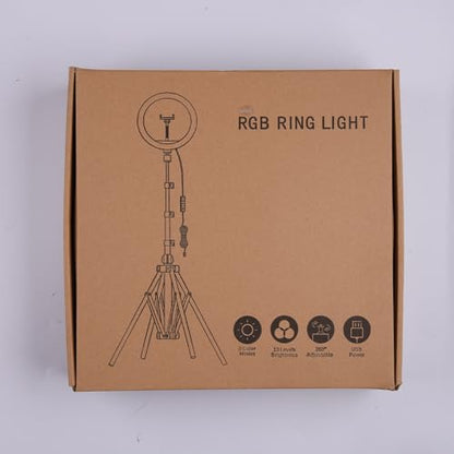 11.5'' Ring Light with Tripod Stand & Phone Holder Tall, GerTong LED Professional Selfie Circle Ringlight with Remote for Makeup YouTube, Floor/Desk USB Halo Lamp with 40 RGB Modes 13 Brightness