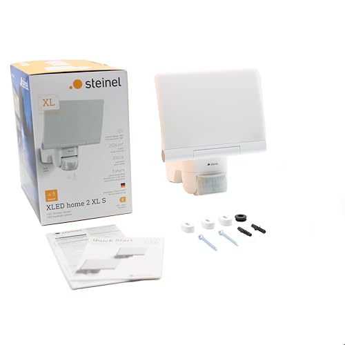 Steinel LED-Floodlight XLED Home 2 XL S White, 2124 lm, 180° Motion Detector, 19.3 W, Fully Swivelling LED Panel, Warm White Light Colour