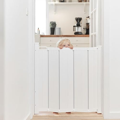 BabyDan - Guard Me Auto Retractable Stair Gate, 55-89 cm width, One-Hand Operation Safety Gate, Child and Pet Gate, White, Made in Denmark
