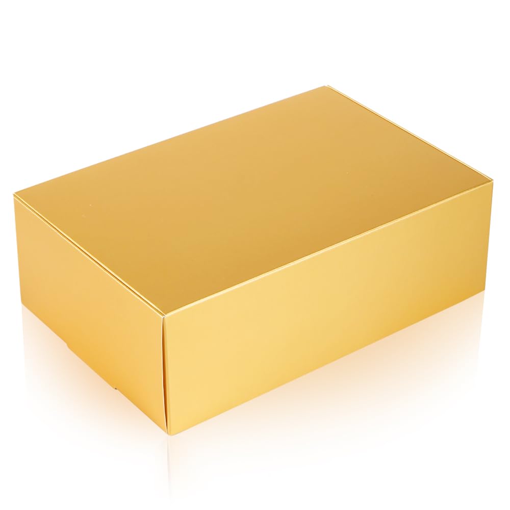 NEWSNOW 10 Pack Gift Boxes, 9 x 6 x 3 inches，For Bridesmaid Proposal Boxes, Premium Gift Boxes, Wedding Present, Holiday, Birthday Party Favor and Christmas (Gold)