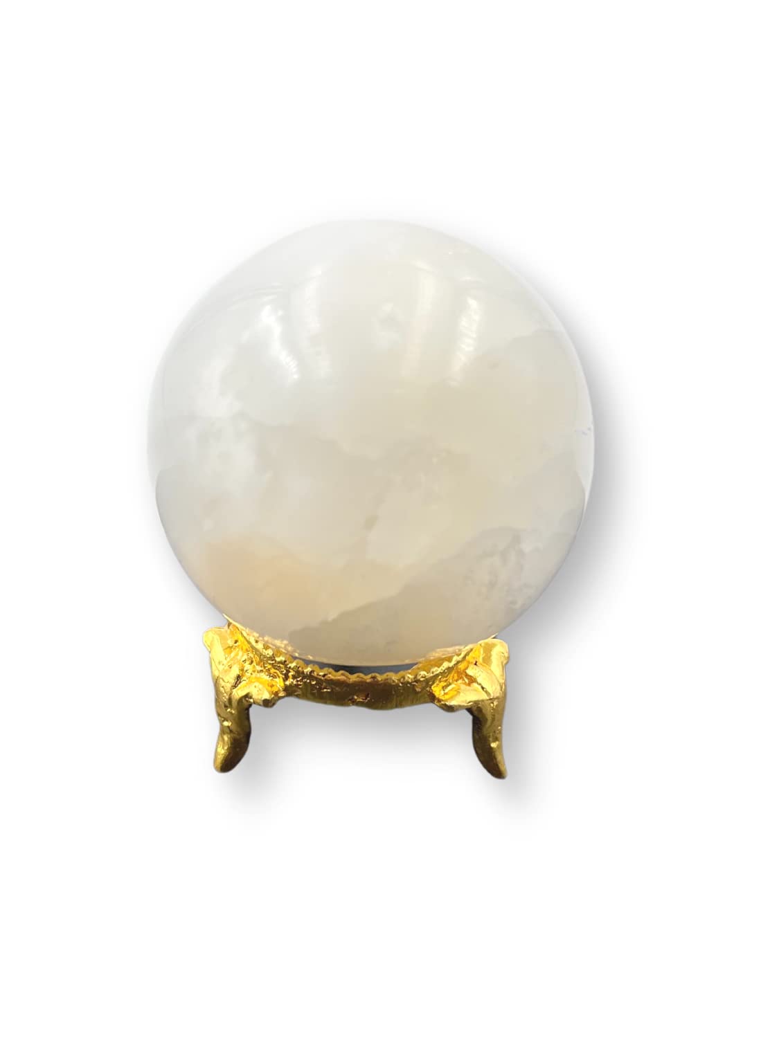 Wholesale Gem Shop Natural Selenite 40-45 mm Ball Sphere Gemstone A+ Hand Carved Crystal Altar Healing Devotional Focus Spiritual Chakra Cleansing Metaphysical Gift for Men Women with Stand