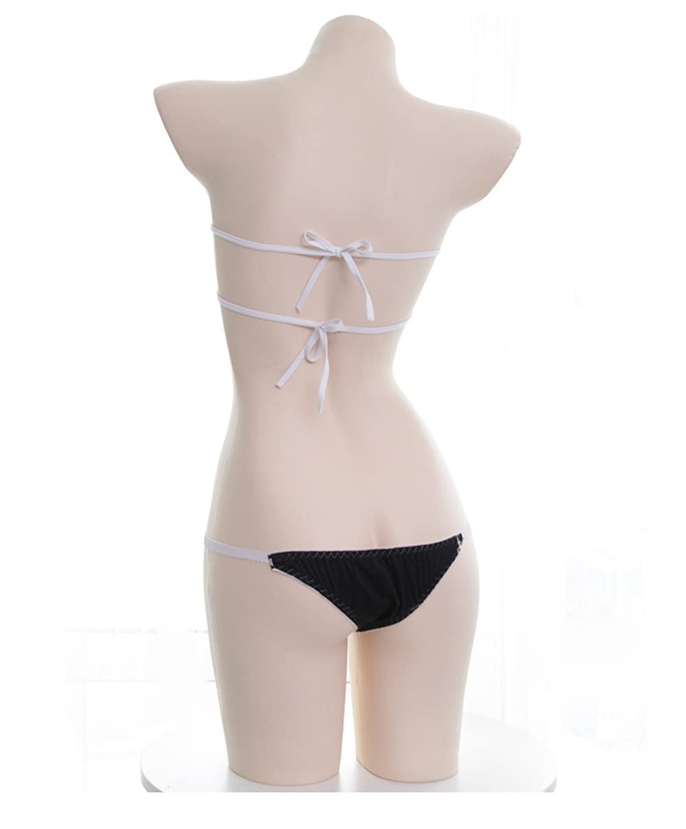 SINGUYUN Womens Sexy Micro bikini Suit Anime Bikini Cosplay Lingerie Kawaii Bra and Panty Set Cute (216Cube Black)