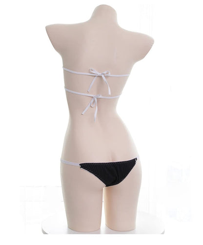 SINGUYUN Womens Sexy Micro bikini Suit Anime Bikini Cosplay Lingerie Kawaii Bra and Panty Set Cute (216Cube Black)
