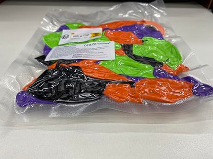 NEBURORA 60pcs Halloween Party Balloons Kit 12inch Orange Black Green Purple Balloons with Ribbons for Halloween Theme Party Background Classroom Indoor and Outdoor Party Decorations