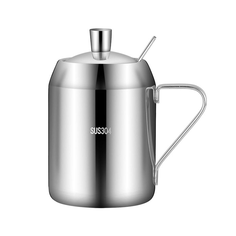 zaoalife Sugar bowl,Salt bowl,Stainless Steel Sugar Bowl with Lid and Spoon, Spice Jar Pepper Salt Pot Condiment Pot,Kitchen Seasoning Container,Small Condiment Container for Home and Kitchen