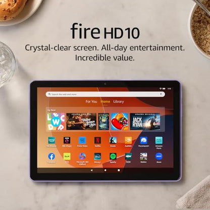 Amazon Fire HD 10 tablet (newest gen), built for relaxation, 10.1" vibrant Full HD screen, octa-core processor, 3 GB RAM, up to 13-h battery life, (2023 release), 32 GB, Lilac, with adverts