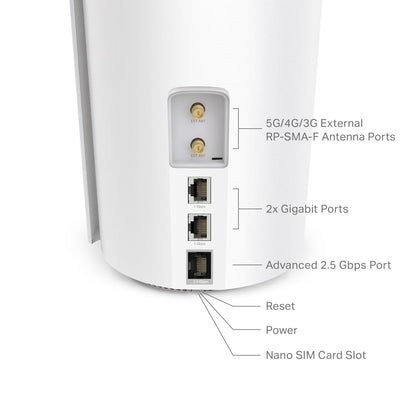 TP-Link Deco X50-5G AX3000Mbps Whole Home Wi-Fi 6 5G Router With Sim Slot, 5G/4G+Cat 6 Mesh WiFi Router, 2.5G Port For Ultra-Fast Speed, 230 m2 Seamless Coverage, Works with Alexa, HomeShield