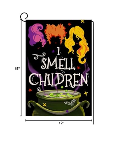 Halloween Decorations Garden Flag 12x18 Vertical Double Sided I Smell Children Sisters Fall Outside Hocus Pocus Decor Burlap Yard Flag BW204