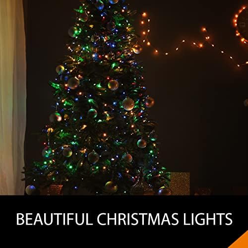 ANSIO® Christmas Lights 100 LED 10m/32ft Christmas Tree Lights for Indoor & Outdoor Multicolour Decorations Fairy String Lights for Xmas Garden Bedroom & Party | Mains Powered Green Cable