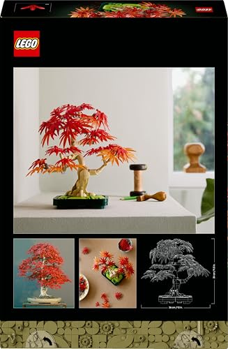 LEGO Botanicals Japanese Red Maple Bonsai Tree - Artificial Plant Building Set with Red & Orange Leaves, plus a Buildable Pot - DIY Home Decor Gift For Adults - 10348