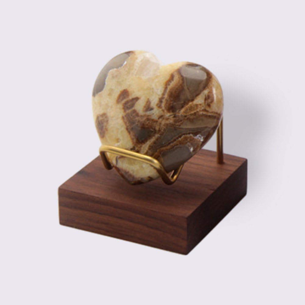 Fopytu Crystal Display Stand Metal Arms Small Display Stand with Wooden Base Geodes Agate Mineral Easel Holder for Collectibles