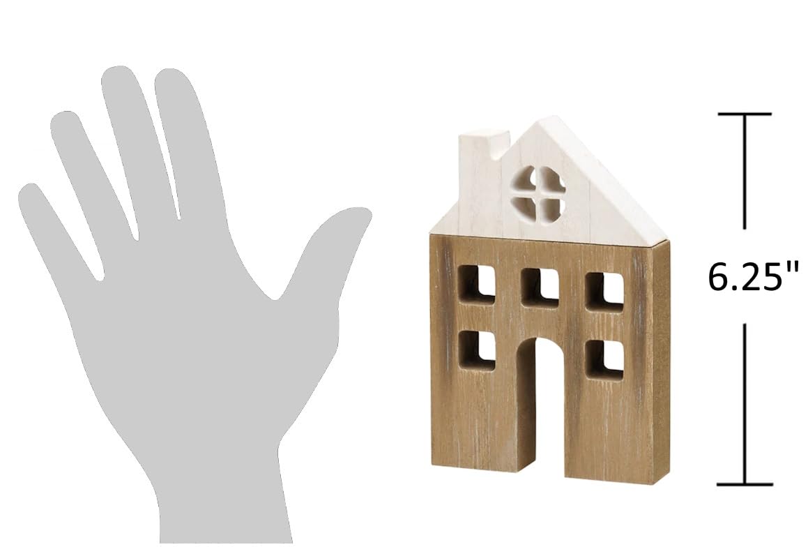 Collins Painting Rustic Wood House Cutout - Wooden Tabletop Decor - Weathered Wood Minimal House Shelf Sitter Block for Everyday or Holiday Decor