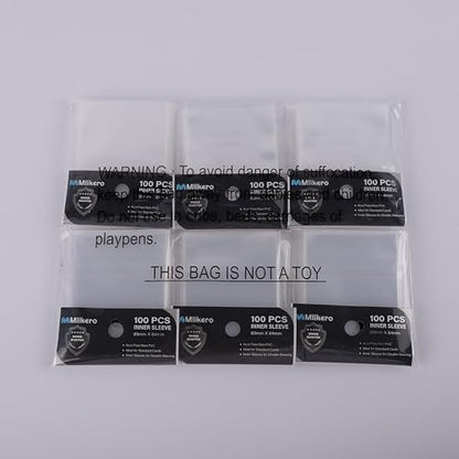 Mlikero 600 Pcs Card Sleeves, Perfect Fit Inner Sleeves Ideal for Double-Sleeving, Trading Card Sleeve Fit for MTG, TCG, Game Cards (64 x 89 mm)