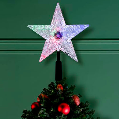 Kurt Adler LED Color-Changing Light Star Treetop, 8.5-Inch
