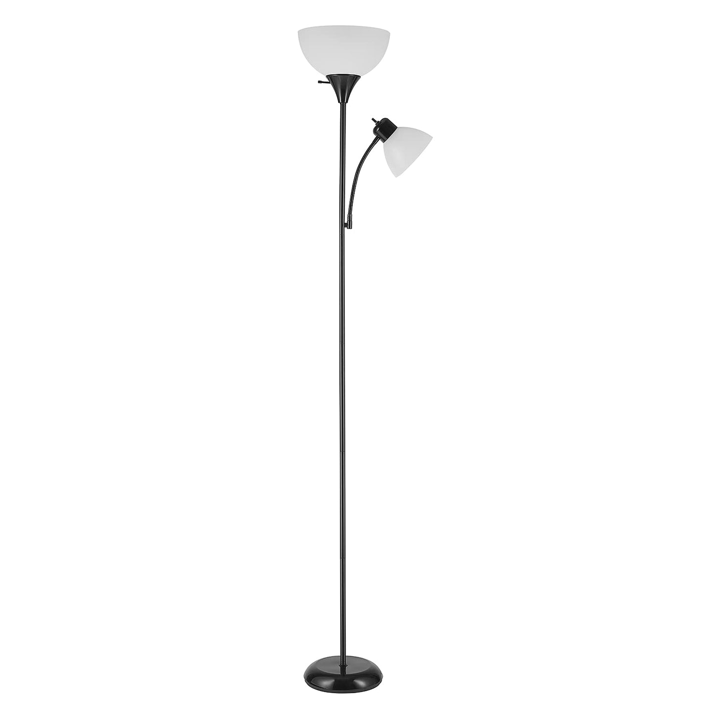 Globe Electric 67135 72" Floor Lamp with Adjustable Reading Light, Bright, Easy-to-Assemble Torchiere for Bedroom, Living Room & Office - Space-Saving Slim Design