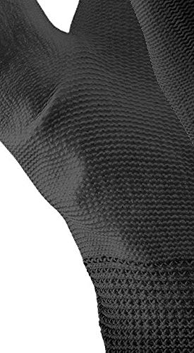 24 Pairs PU Coated Black Nylon Work Gloves. Gardening, Builders, Mechanic by AJS LTD® (M-8)