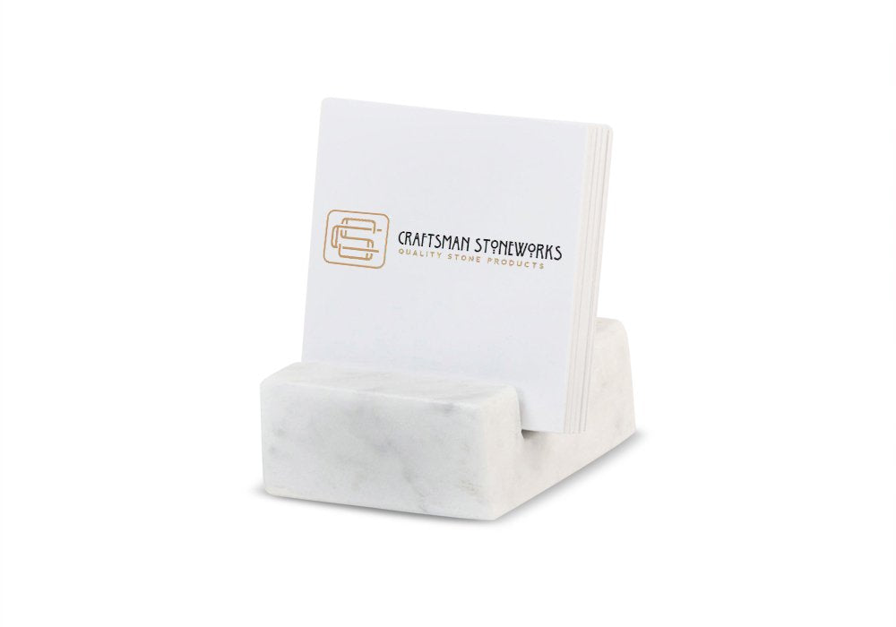 NIANWUDU Miscellany Square Business Card Holder White Carrara Marble