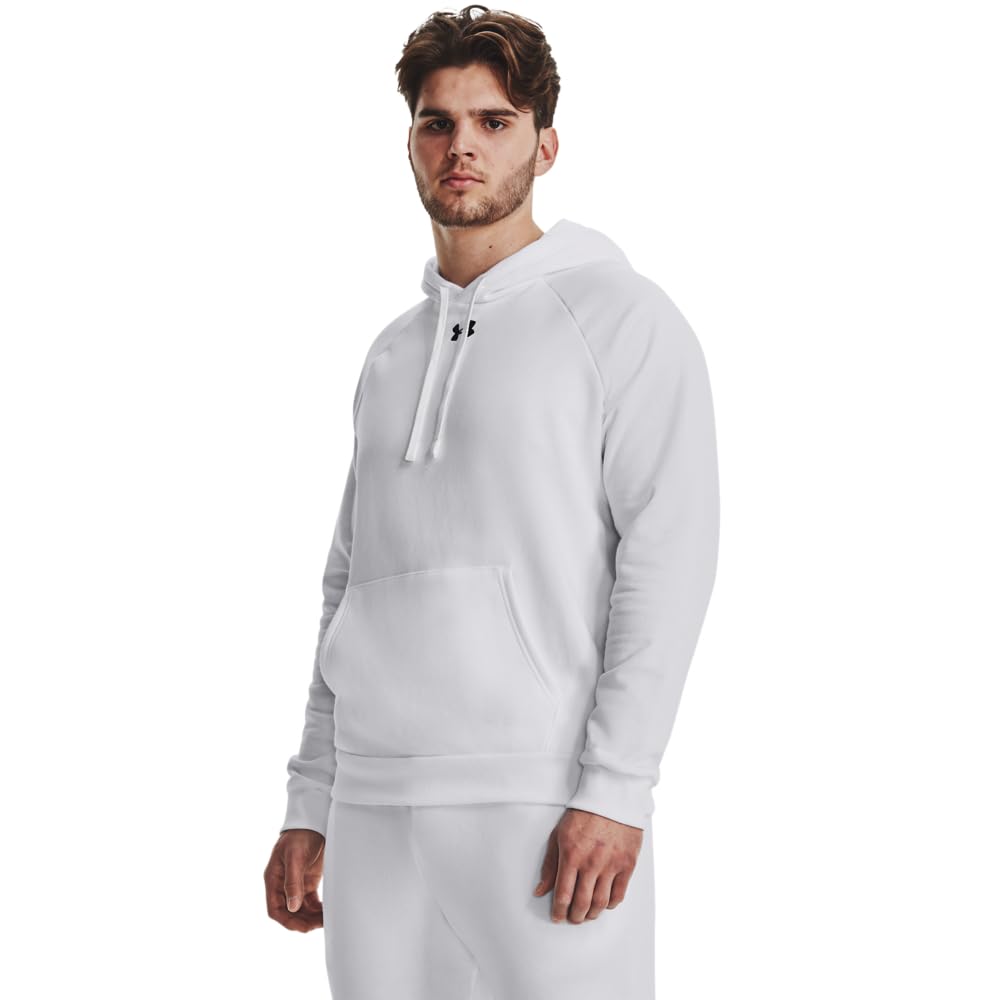 Under Armour Men's Rival Fleece Hoodie, (100) White / / Black, 4X-Large