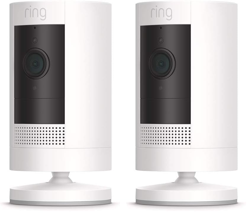 Ring Outdoor Cam (Stick Up Cam) | Weather-Resistant Outdoor Camera, Live View, Color Night Vision, Two-Way Talk, Motion alerts, Works with Alexa | White