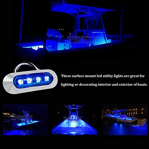 PSEQT 3.8'' Waterproof Boat Marine LED Lights Courtesy Interior Deck Light Navigation Transom Stern Cabin Lighting for Pontoon Fishing Boat Kayak Sailboat Bass Boat Vessel 12V 24V (Blue 4Pcs)