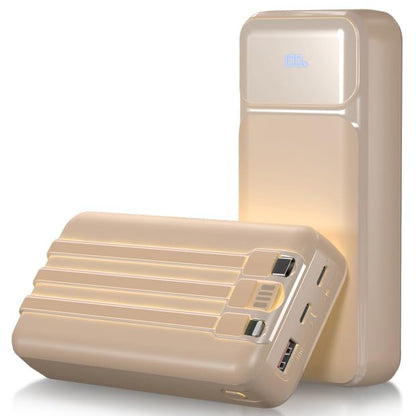 Power-Bank-Portable-Charger 49800mAh Portable Phone Charger Power Bank with 3 Built-in Cable(USB-C, iOS, USB-A), 22.5W Fast Charging LED Display External Battery Pack for iPhone Android Samsung, etc