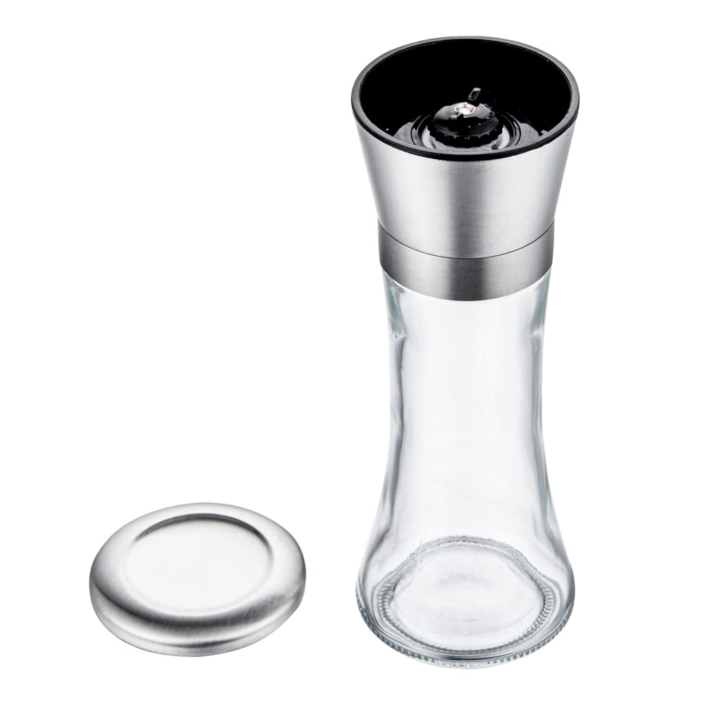 Restaurantware Vetri 6.3 Ounce Kitchen Salt And Pepper Shaker 1 Table Salt Shaker With Lid - Clear Finish Glass Pepper Shaker Refillable Diswashable