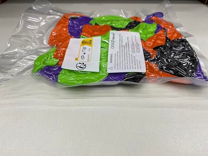 NEBURORA 60pcs Halloween Party Balloons Kit 12inch Orange Black Green Purple Balloons with Ribbons for Halloween Theme Party Background Classroom Indoor and Outdoor Party Decorations