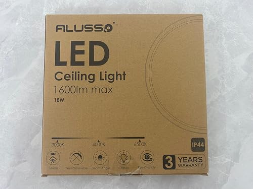 ALUSSO LED Ceiling Light Radar Motion Sensor, 18W Ceiling Lights 3CCT 3000K 4000K 6500K 1600LM, IP44 Waterproof Bathroom Ceiling Light for Toilet Stair Loft Porch Bath Attic Garage, Ø22cm