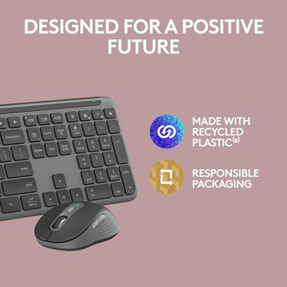 Logitech Signature Slim K950 Wireless Keyboard, Sleek Design, Switch Typing Between Devices, Quiet Typing, Bluetooth, Multi-OS, Windows, Mac, Chrome - Graphite