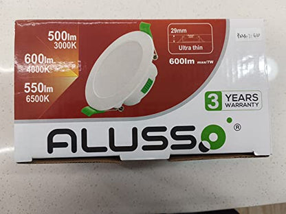 ALUSSO LED Downlights Dimmable 7W IP44 Slim Recessed Ceiling Lights, 3CCT 3000K Warm 4000K Neutral 6500K Cool Adjustable Bathroom Spotlights, White, 6 Pack
