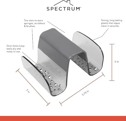Spectrum Sink Saddle for Kitchen Sink Gray Slate Tint Sponge and Brush Holder