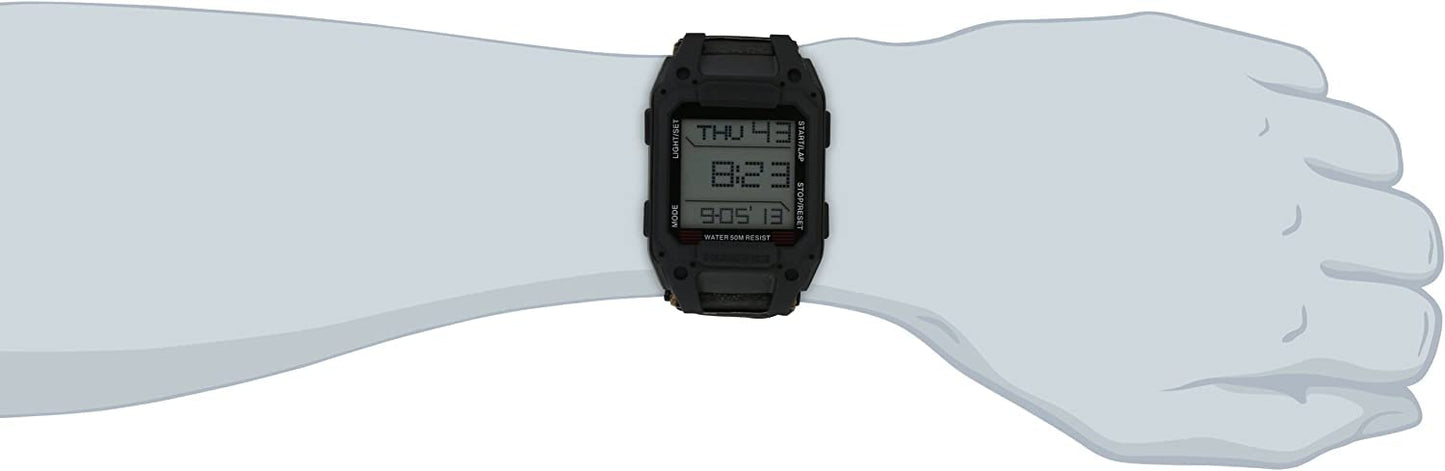 Humvee Men's Military Watch, Digital Watch, Recon Nylon Strap, Tactical Tough, Water Resistant 5 ATM, Sport Watch, Face 32 X 52mm. Quartz Stainless Steel, Black
