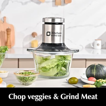 Kitchen in the box Mini Food Processor, Electric Meat Grinder & Food Chopper with 400W Powerful Veggie Chopper-One 3 Cup Bowl & S Blades for Meat/Fish/Vegetable/Baby Food