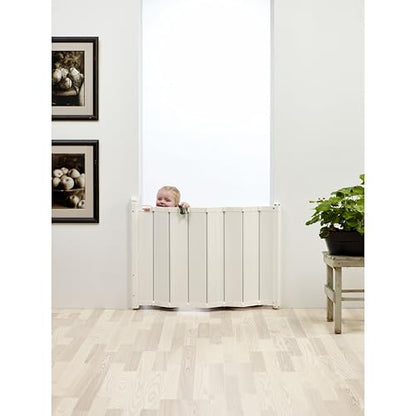BabyDan - Guard Me Auto Retractable Stair Gate, 55-89 cm width, One-Hand Operation Safety Gate, Child and Pet Gate, White, Made in Denmark