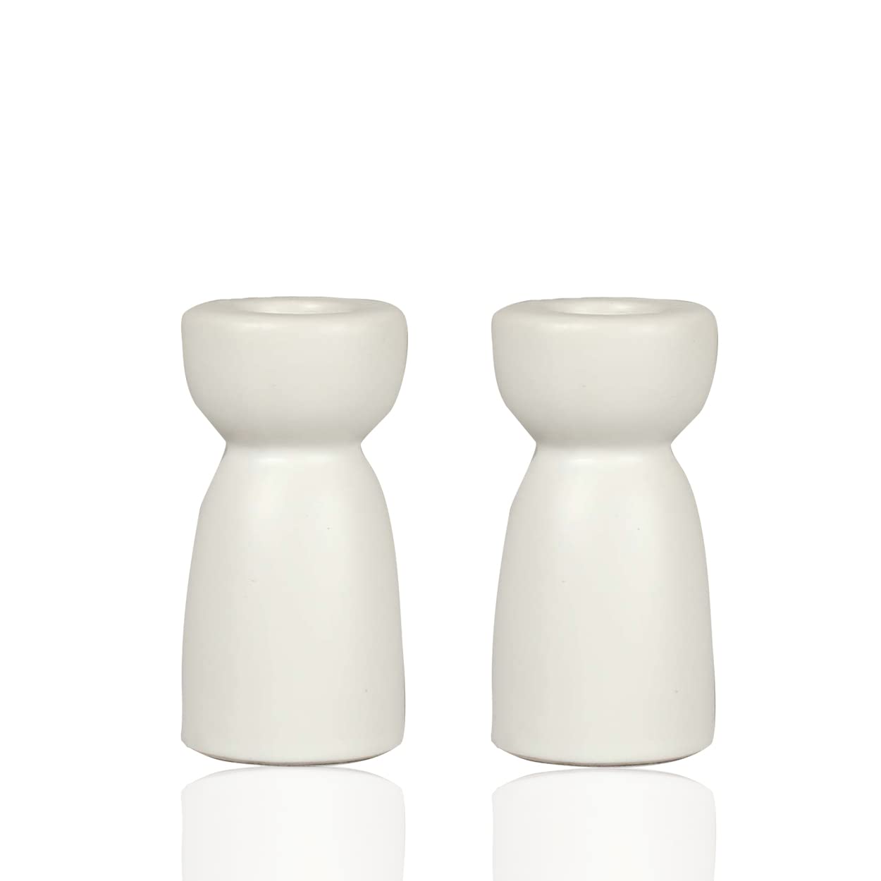 Candlestick Holders, Ceramic White Taper Candle Holder Candlelight Stand, Modern Boho Candle Holders for Desktop Table Setting Dining Bathroom Home Wedding Party Decoration,2 Pack