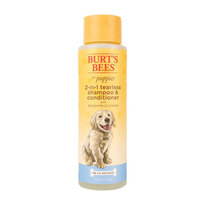 Burts Bees Tearless 2 in 1 Shampoo and Conditioner for Puppies with Buttermilk & Linseed Oil, 473ml, white