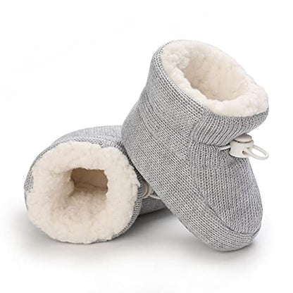outfit spring Baby Winter Warm Fleece Bootie, Newborn Non-Slip Soft Sole Winter Shoes Sock Shoes Cute Adjustable Crawling Shoes Prewalker Boots for Girls Boys Toddler 0-18 Months Gray 6-12 Months