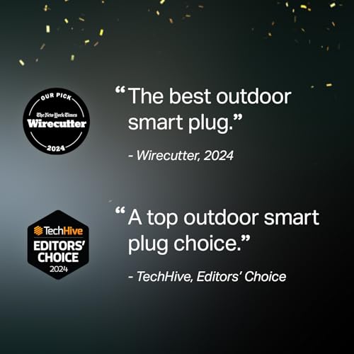 Kasa Outdoor Smart Plug, Smart Home Wi-Fi Outlet with 2 Sockets, IP64 Weather Resistance, Compatible with Alexa, Google Home & IFTTT, No Hub Required, ETL Certified(EP40), Black