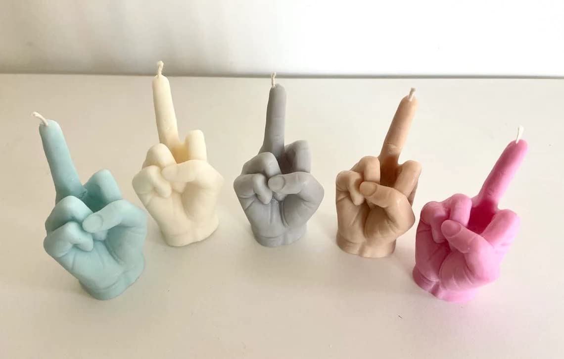 Middle Finger Candle, Homemade soy candle, Hand Fuck Candle, Teen Room Decor Candle, Funny Aeshetic Candle, Hippie Candle (White, WITHOUT SCENT)