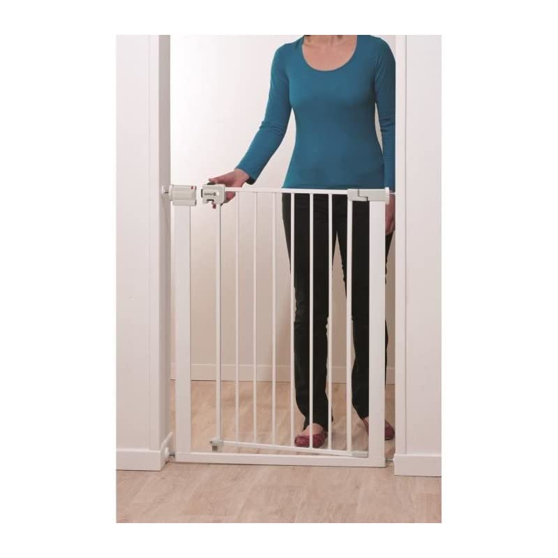 Safety 1st Easy Close Extra Tall Metal Gate, Baby Stair Gate Pressure Fit, 73-80cm (max. 94cm), Extra Tall Gate (91cm), Easy-Closing Baby Safety Gate, No-Screw Installation (No Drilling), White