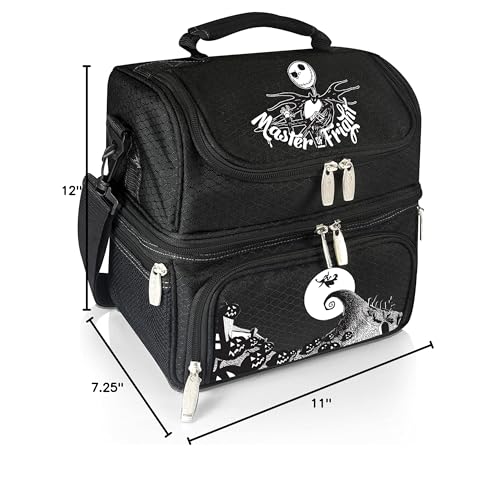 PICNIC TIME Disney Nightmare Before Christmas Jack Pranzo Lunch Bag, Insulated Lunch Box with Utensil Set, Lunch Cooler Bag, (Black), 11 x 7.5 x 12